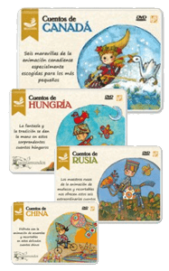 Colección de DVD con varios cuentos típicos de cada país, de la cultura de Canadá, Hungría, China y Rusia. En estos DVD encontrarás la interpretación en lengua de signos española (LSE) de algunos de sus cuentos y la locución en castellano y en la versión original de cada país. Realizados con técnicas muy singulares, con animación de muñecos y recortables, animación con acuarelas…