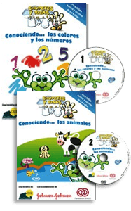 Colección de dos DVD pensados especialmente para que los bebés, sordos u oyentes, aprendan de forma entretenida y amena, signos de la lengua de signos española. Aprenderán algunos signos de los colores, los números, los animales… Presentados por unos simpáticos títeres-manitas, signados por dinamizadores sordos y protagonizados por niñas y niños sordos.